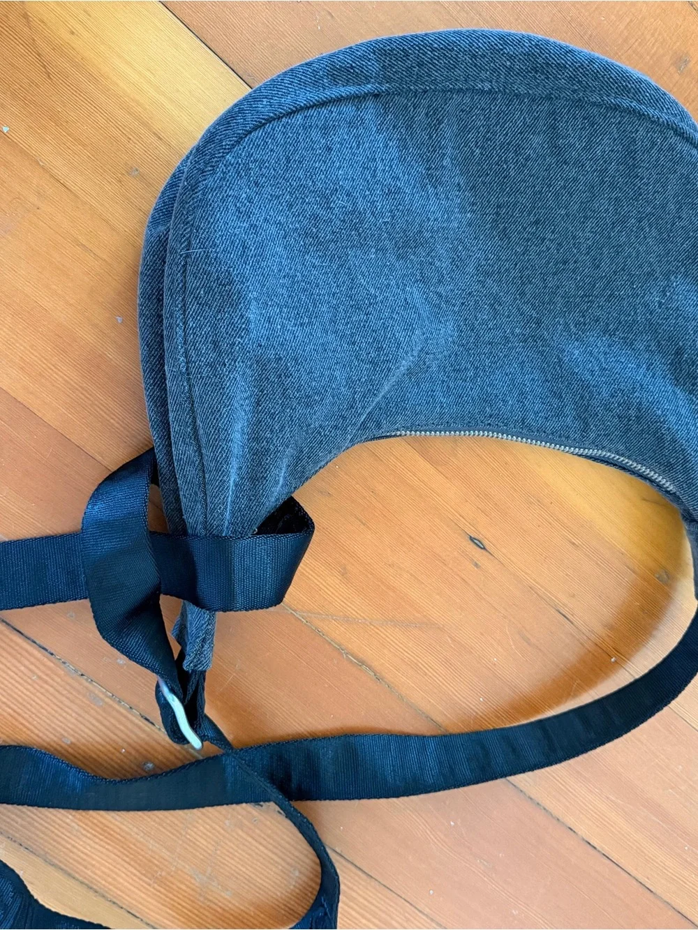 Baggu small Denim Crescent Bag in Washed Black Denim - Picture 2 of 3